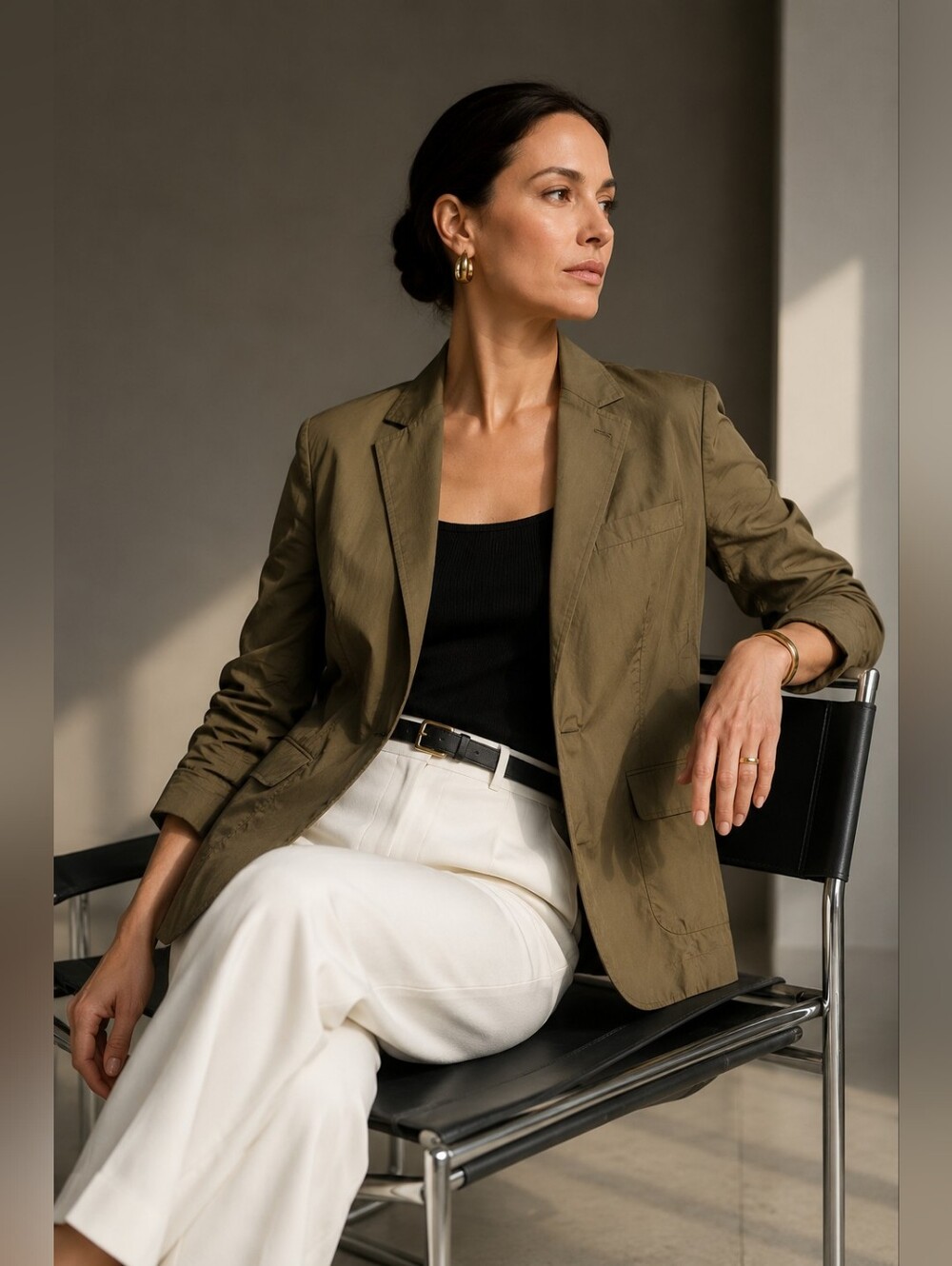 Jil Sander Olive Cotton Italian Minimalist Blazer Jacket Made in Italy